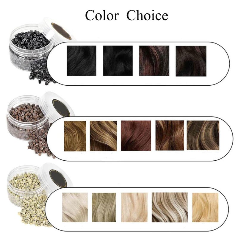 Funyn 1000 Silicone Micro Link Rings 5mm Lined Beads Deadlocks for Hair Extensions Tool (1000Pcs(Pack of 1) (1000Pcs, Dark Blonde) - Image 3